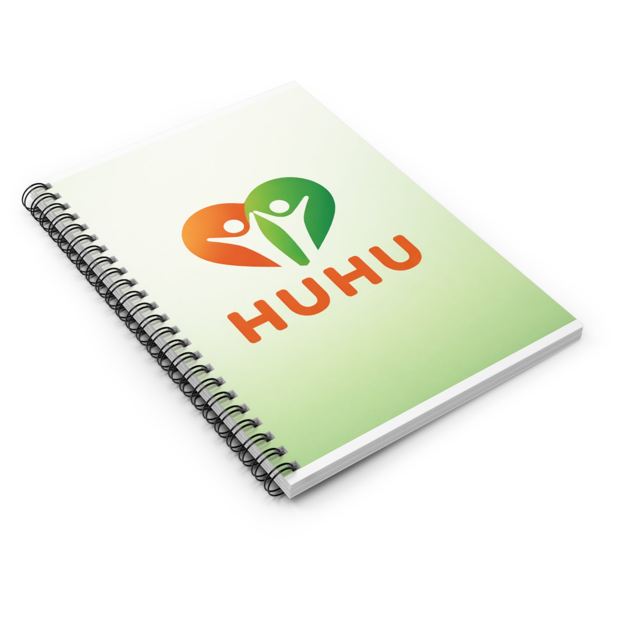 HUHU Heart Logo Spiral Notebook — Ruled Journal for Wellness, School & Everyday Notes