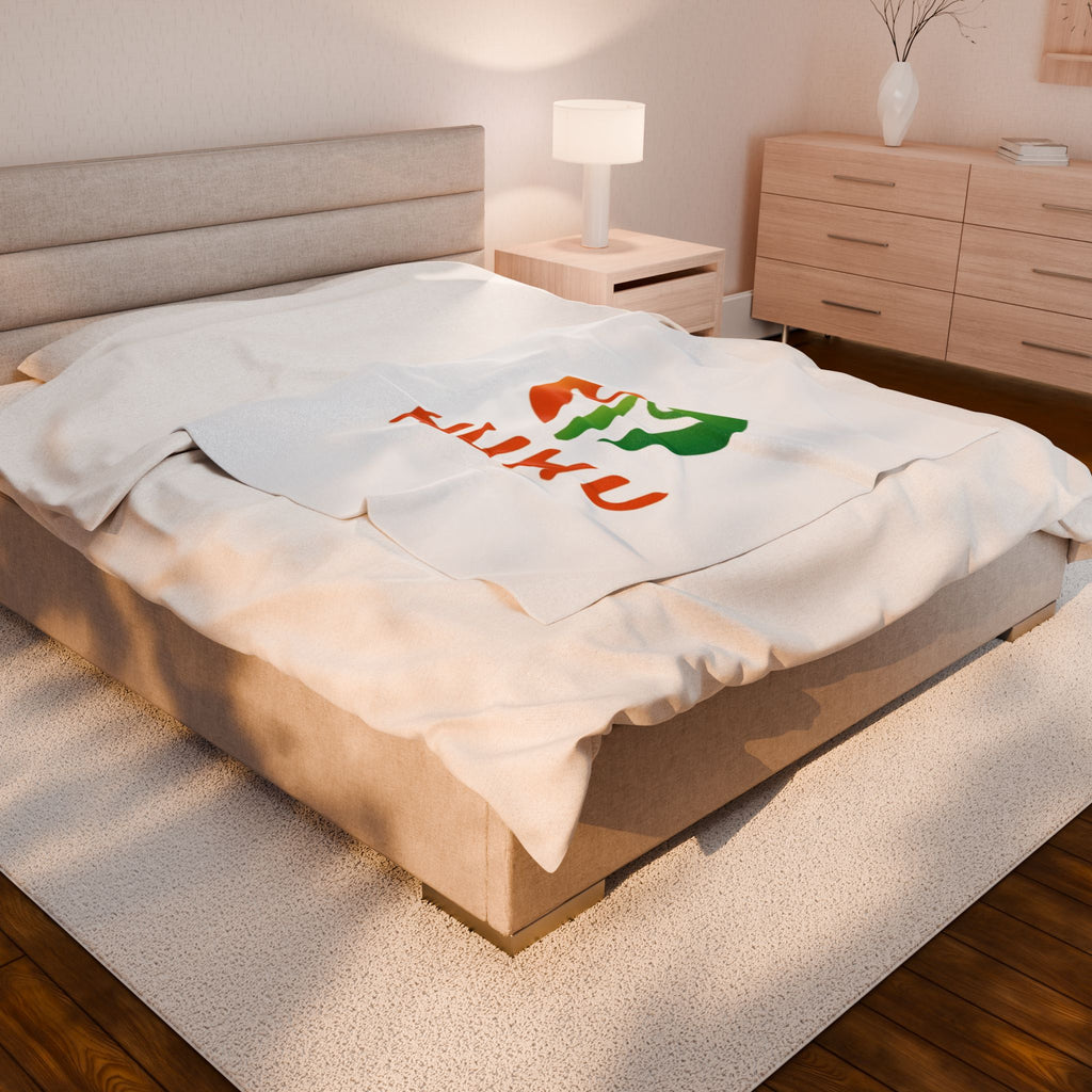 Plush Blanket — 'HUHU' Heart Logo Velveteen Throw