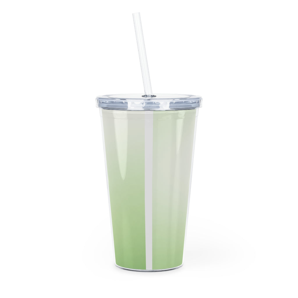 HUHU Logo Plastic Tumbler with Straw – Green Gradient Reusable Cup