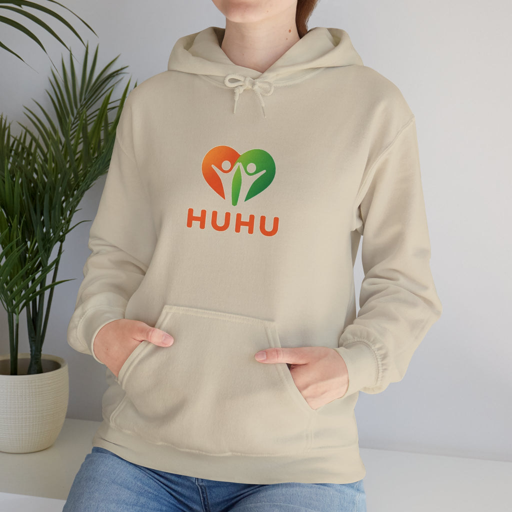 HUHU Heart Logo Hoodie — Colorful Tree of Life Casual Pullover