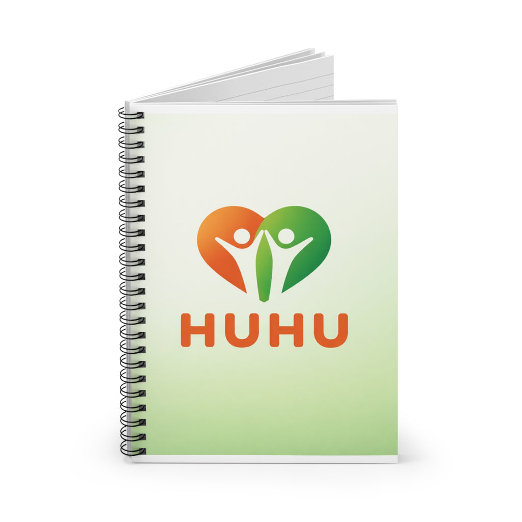 HUHU Heart Logo Spiral Notebook — Ruled Journal for Wellness, School & Everyday Notes