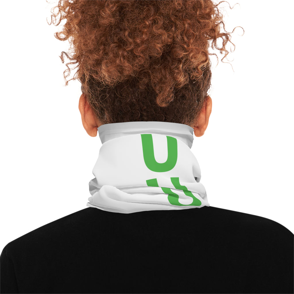 HUHU Logo Neck Gaiter — Lightweight White Face Scarf