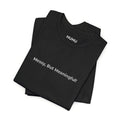 Minimalist white t-shirt with Messy But Meaningful text - authentic living wellness message tee