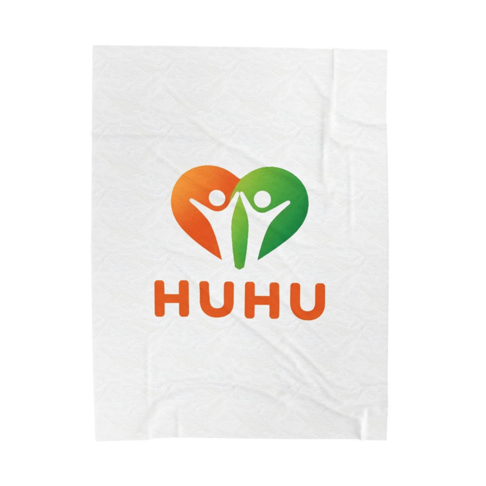 Plush Blanket — 'HUHU' Heart Logo Velveteen Throw