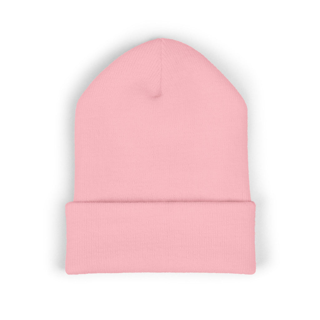 Embroidered HUHU Heart Beanie — Cute Colorful Minimalist Cuffed Hat