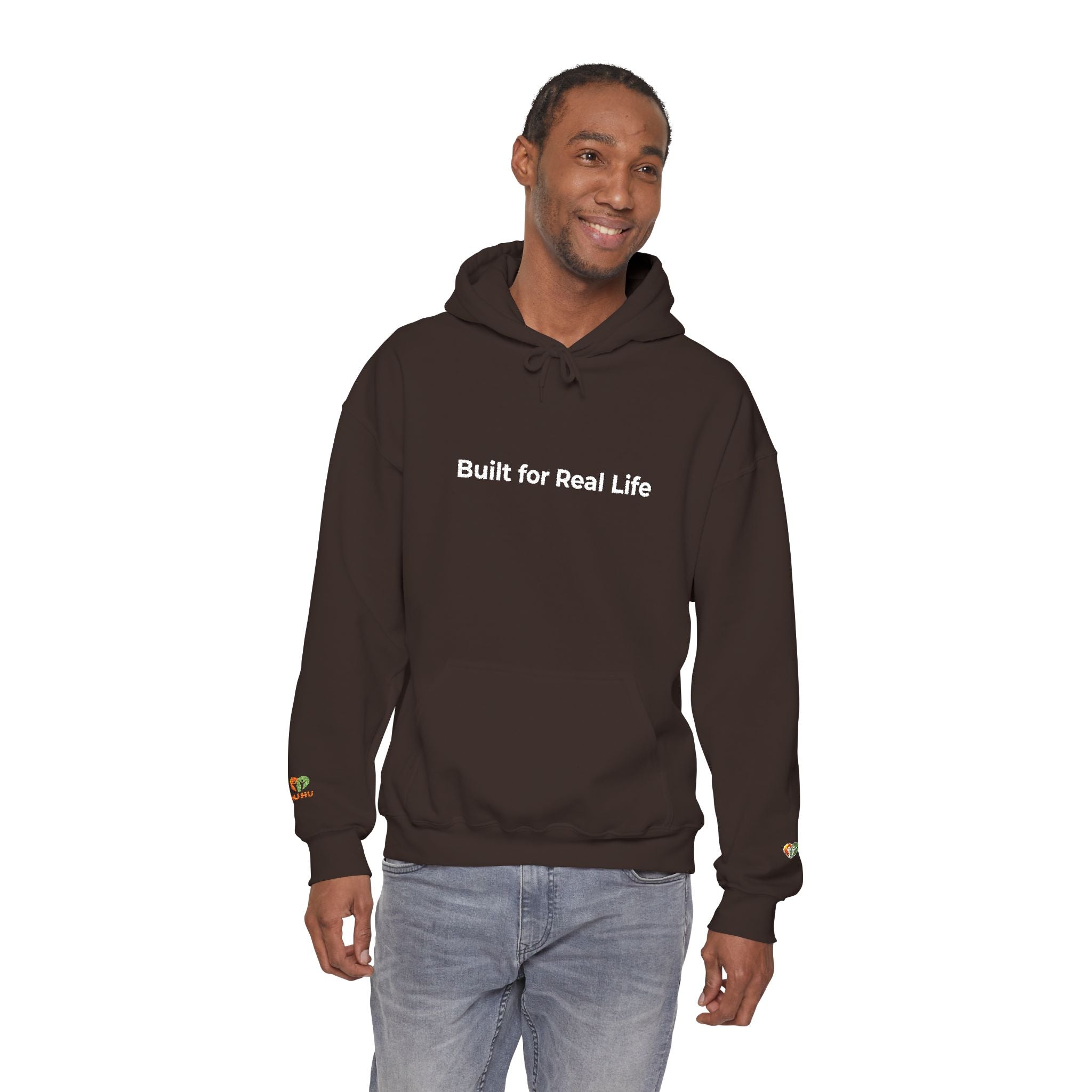 Hoodie — "Built for Real Life" Minimal Graphic Pullover