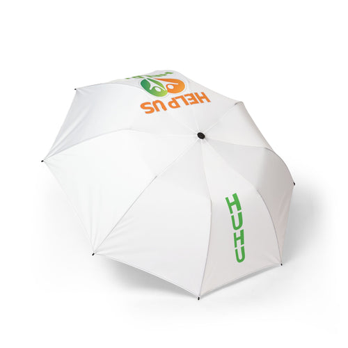 Foldable Semi-Automatic Umbrella — Compact Rain Shelter with ‘HELP US’ & HULU Logo
