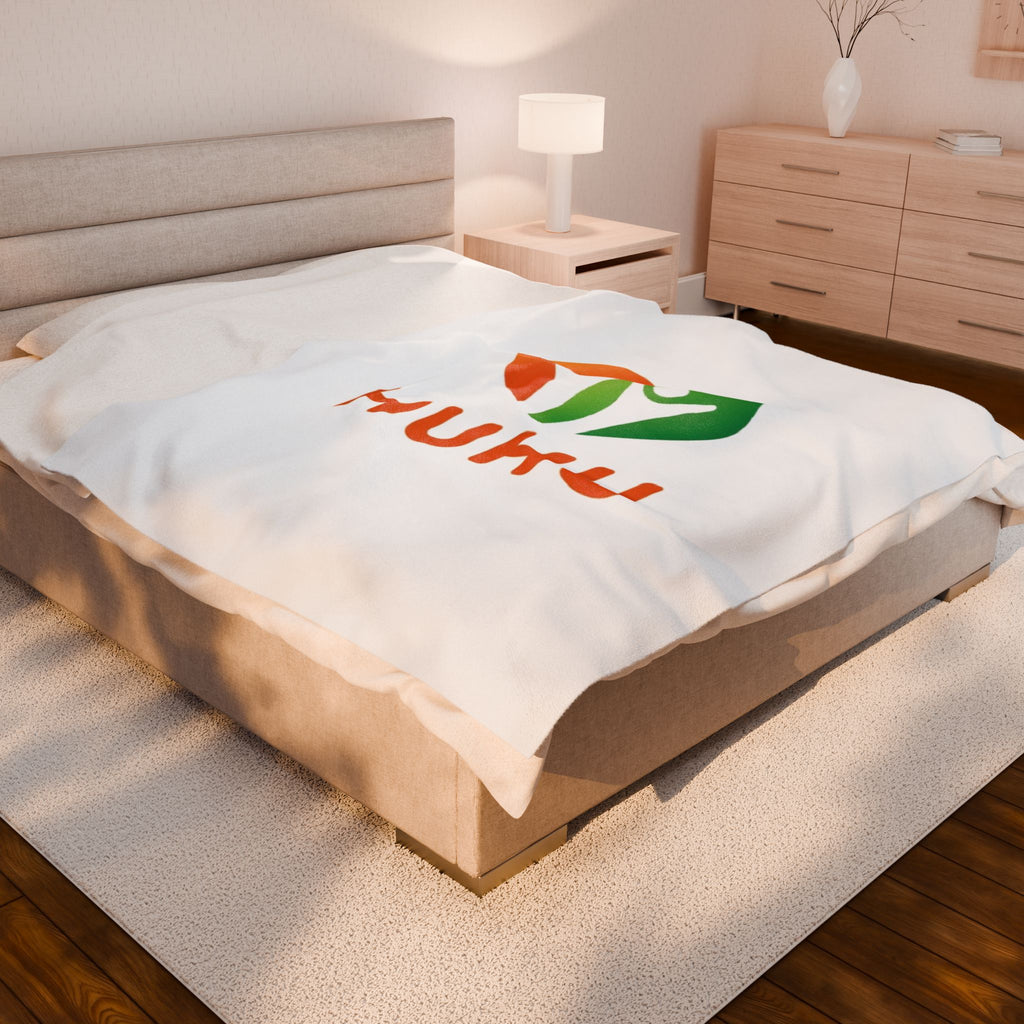 Plush Blanket — 'HUHU' Heart Logo Velveteen Throw