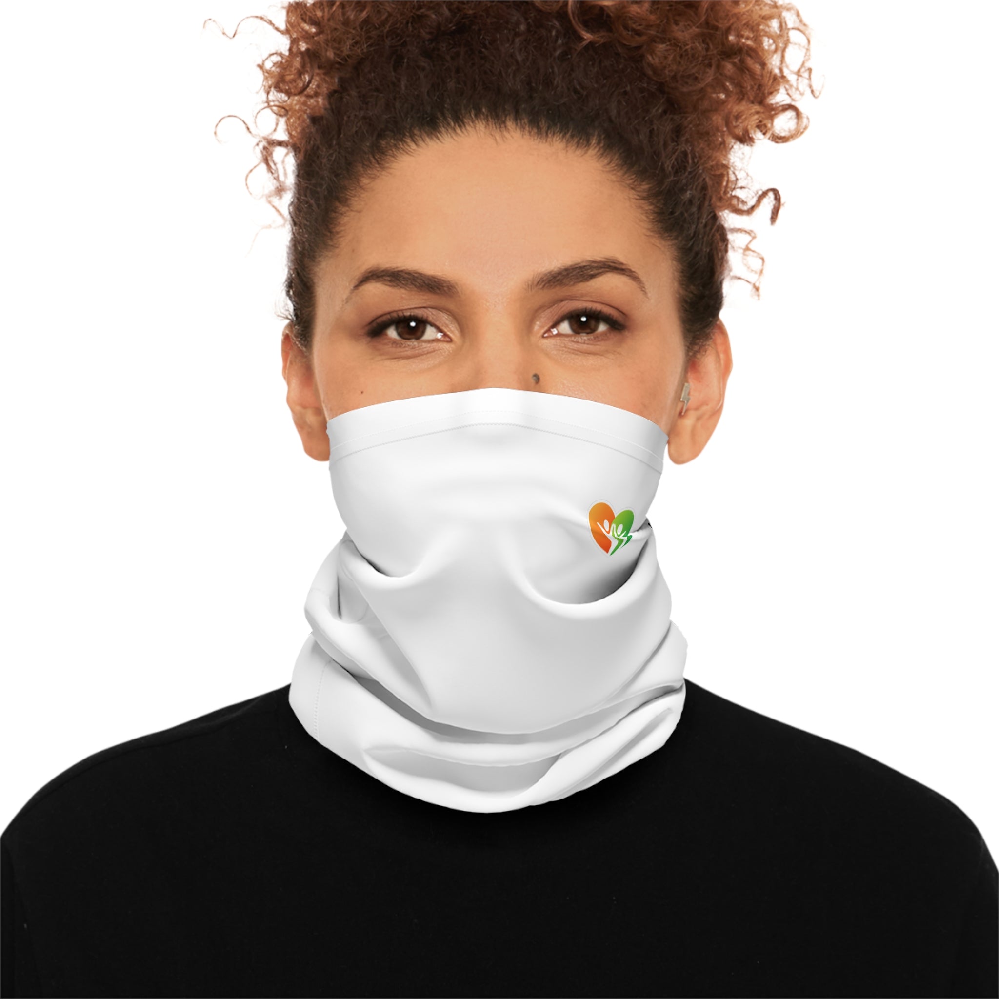 HUHU Logo Neck Gaiter — Lightweight White Face Scarf