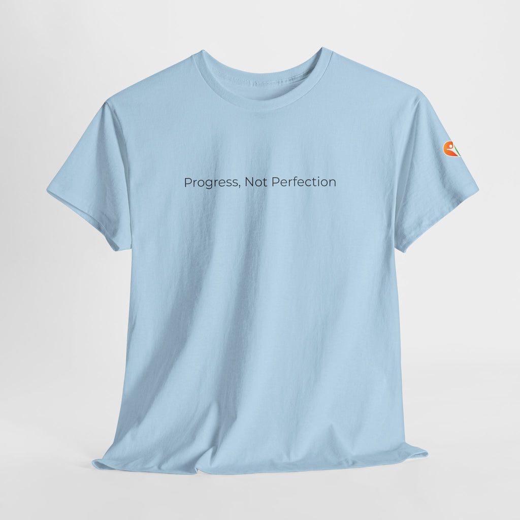 Progress Not Perfection Tee — Minimalist Motivational White T-Shirt