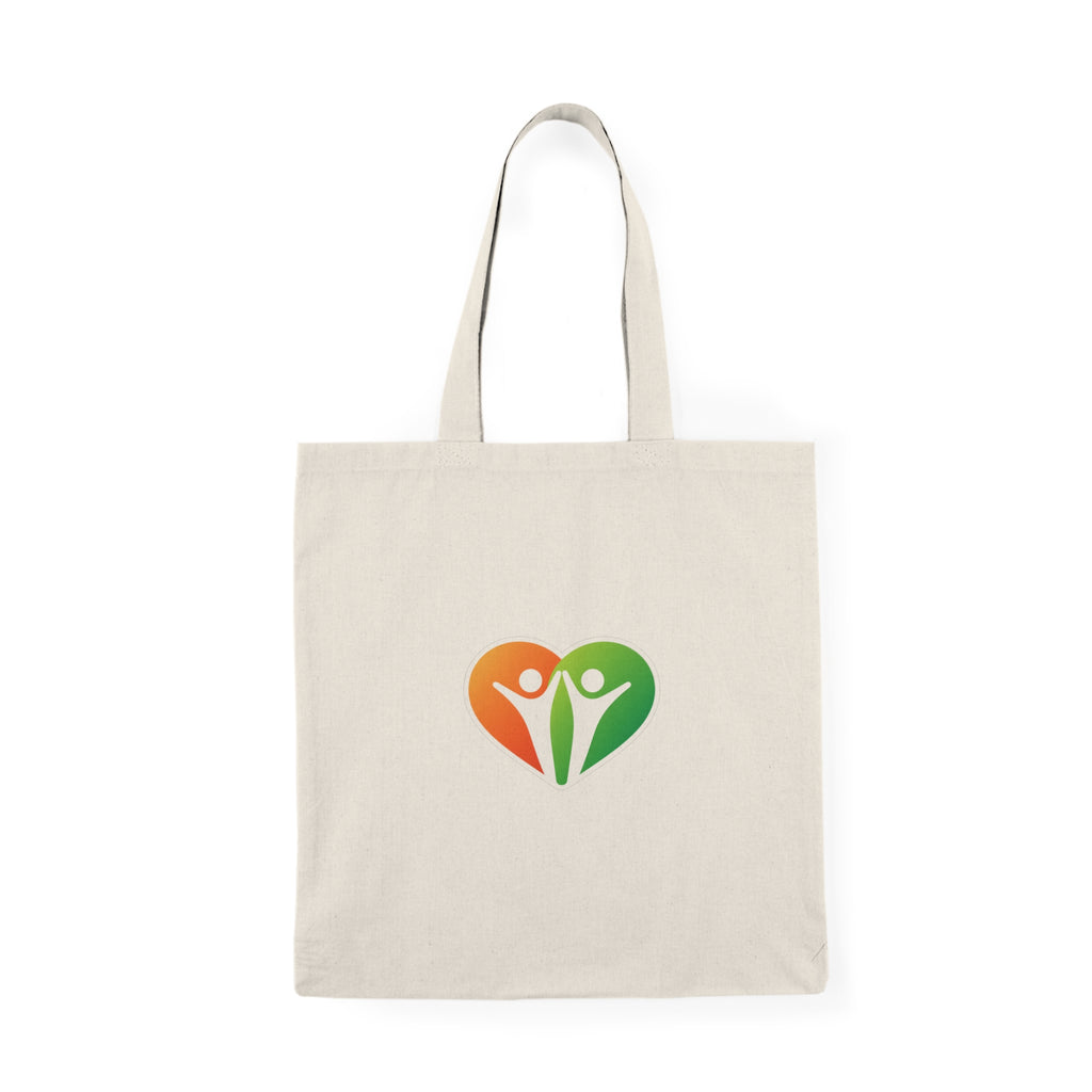 Help Us Help U Natural Tote Bag — Eco-Friendly Reusable Grocery & Market Bag with Heart People Logo