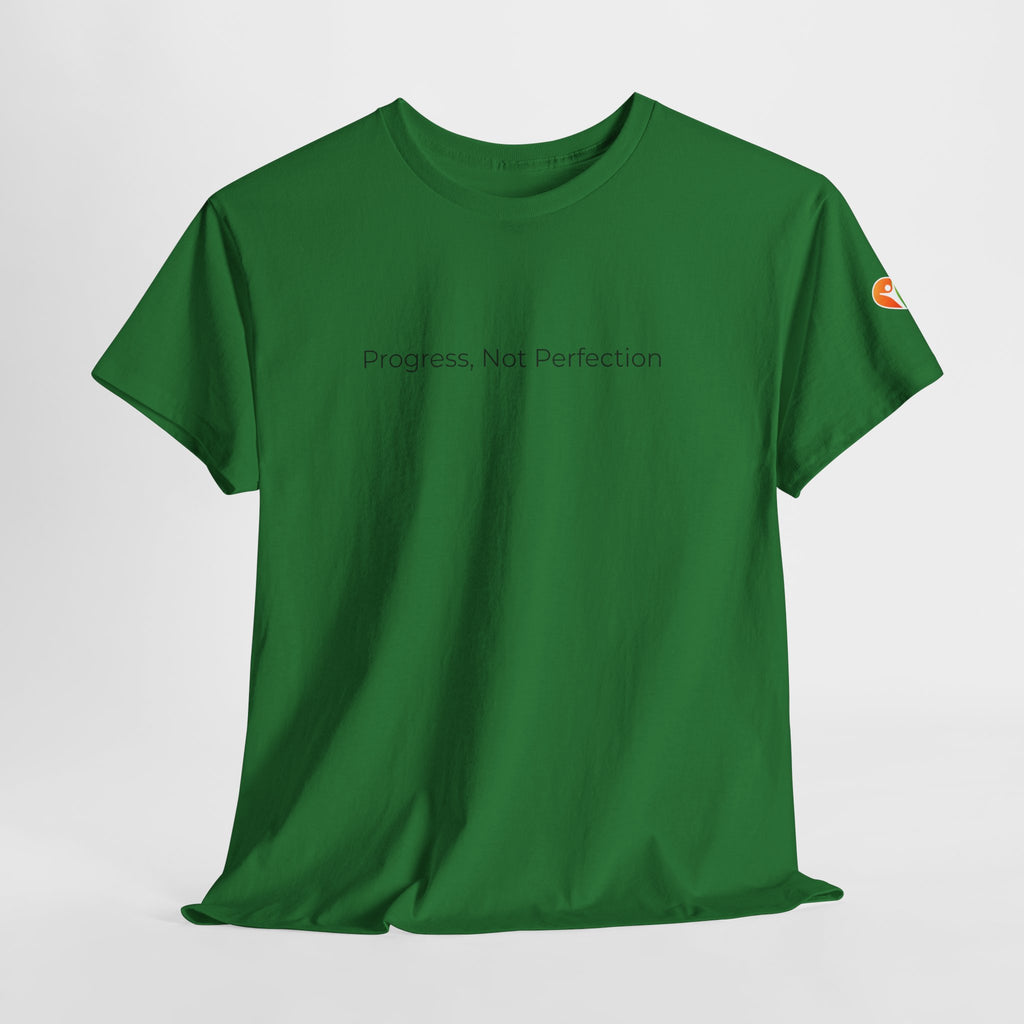 Progress Not Perfection Tee — Minimalist Motivational White T-Shirt