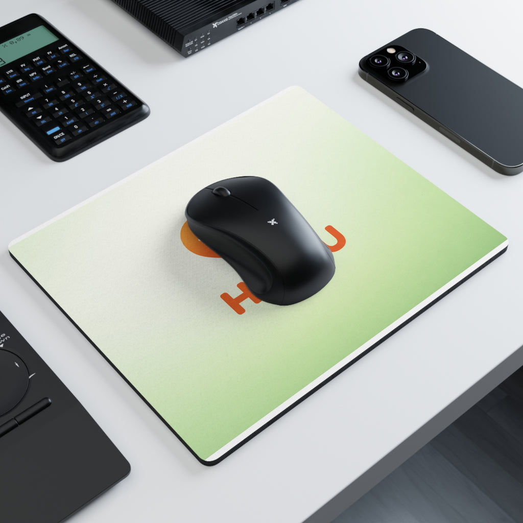 HUHU Logo Rectangular Mouse Pad — Green Gradient Desk Mat